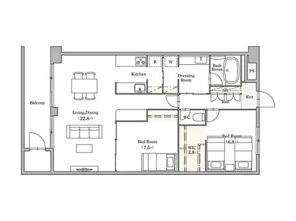 PENDY浦和別所(2LDK/5階)の間取り写真