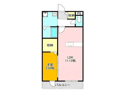 エミグランド感田(1LDK/2階)の間取り写真