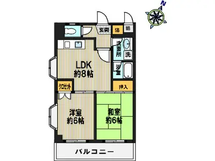 メゾン中村(2DK/4階)の間取り写真