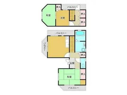 レインボーハイム(3DK/2階)の間取り写真