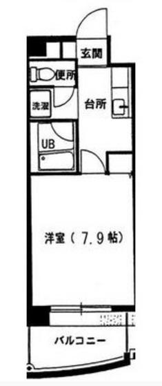アミスタ―大供(1K/5階)の間取り写真