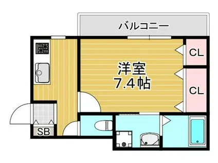 ハイム森ノ宮(1K/2階)の間取り写真