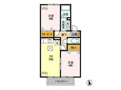 グリシーヌ(2DK/1階)の間取り写真