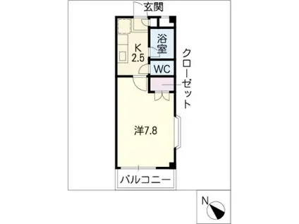 ラ・ピエス(1K/2階)の間取り写真