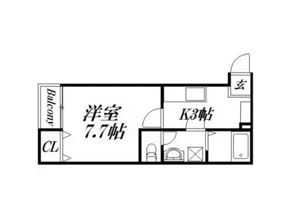 クレフラスト飛龍街道(1K/2階)の間取り写真