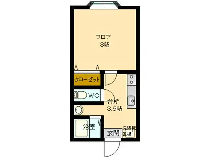 緑夢III(1K/1階)の間取り写真