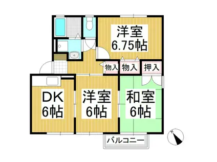 アスティオン(3DK/2階)の間取り写真