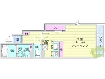 ビオーラ・Ⅰ(1K/1階)の間取り写真