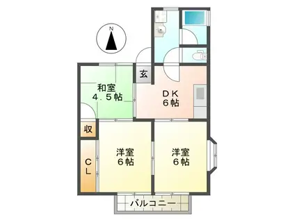 レイクハイツ(3DK/1階)の間取り写真