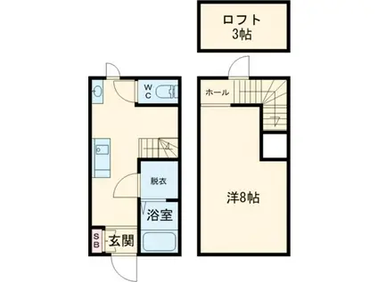 オリジーヌ直方 B棟(1DK/1階)の間取り写真