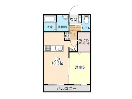 GUCCIフィールドII(1LDK/2階)の間取り写真