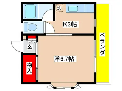 第6浅間マンション(1K/1階)の間取り写真