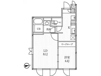 ルクレ高田馬場(1LDK/3階)の間取り写真