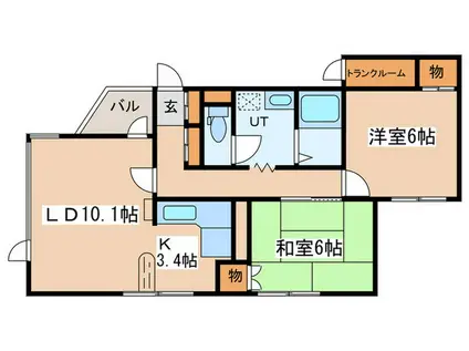 ヴァトンヒルズ宮の森(2LDK/1階)の間取り写真