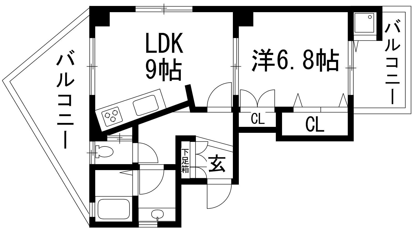 阪上ビル(1LDK/3階)の間取り写真