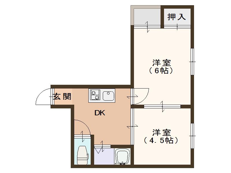 ロイヤル西加賀屋(2DK/5階)の間取り写真