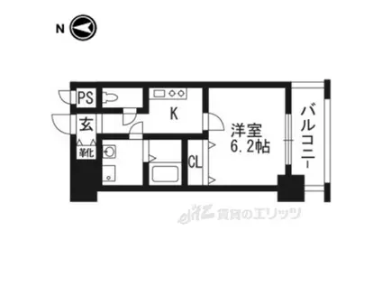 アスヴェル京都外大前(1K/3階)の間取り写真