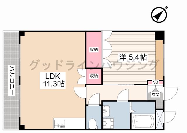 フラワーヒル(1LDK/2階)の間取り写真