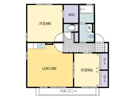 グランパルク大坪 B棟(2LDK/1階)の間取り写真