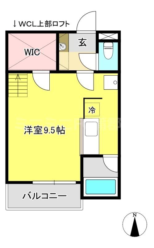 セザンヌ三谷2(ワンルーム/2階)の間取り写真