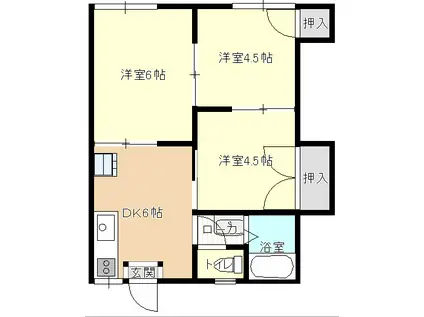 パークヒルズ日宇(3DK/2階)の間取り写真