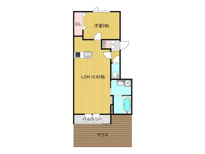 センターフィールドイースト(1LDK/1階)の間取り写真