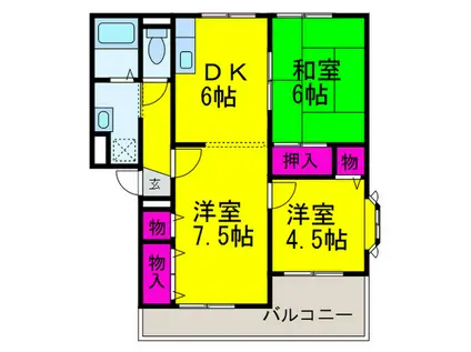 サファージュ高石 A棟(3DK/1階)の間取り写真