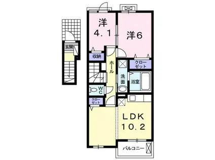 シャルム一条(2LDK/2階)の間取り写真