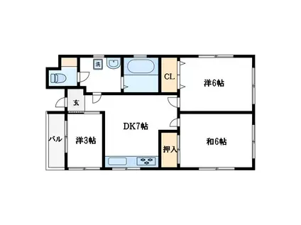 江戸川1丁目(2DK/2階)の間取り写真