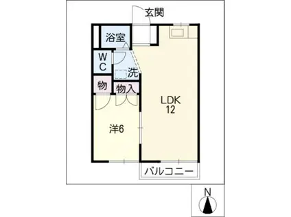 KUR HAUS N A棟(1LDK/2階)の間取り写真