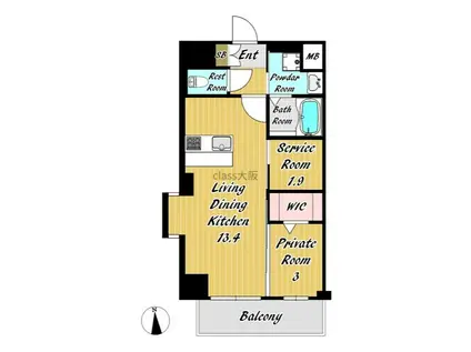 プレサンスNEO九条ディアシス(2LDK/4階)の間取り写真
