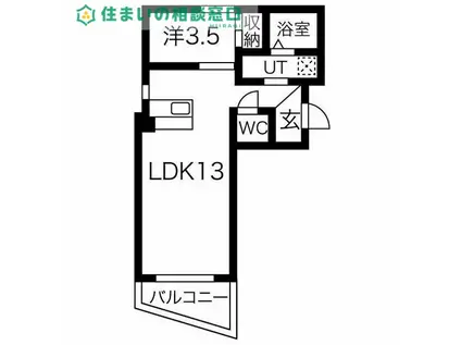 東岡崎RESIDENCE(1LDK/1階)の間取り写真