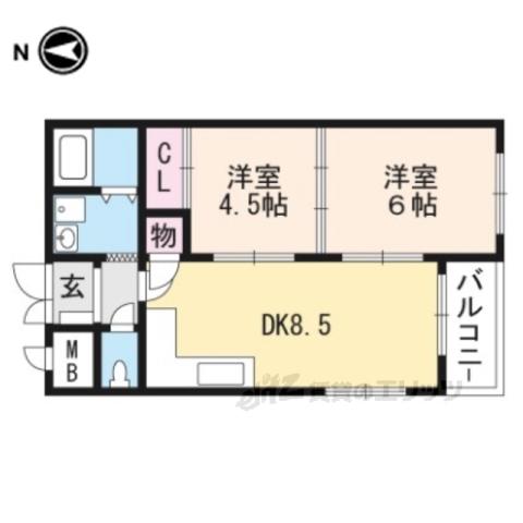 グレース高野(2LDK/2階)の間取り写真