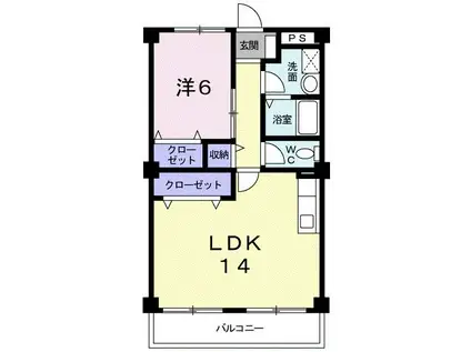 イネス砺波(1LDK/2階)の間取り写真