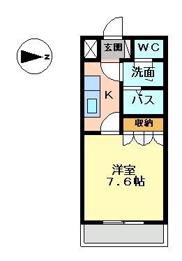 パルファムガーデン(1K/2階)の間取り写真