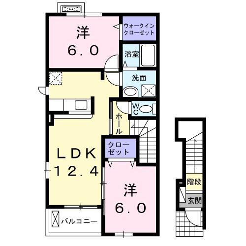 フリーデだんだんA(2LDK/2階)の間取り写真