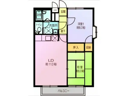 シャンハイツ北与野(2LDK/1階)の間取り写真