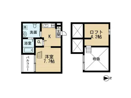 SOLARE(1K/1階)の間取り写真