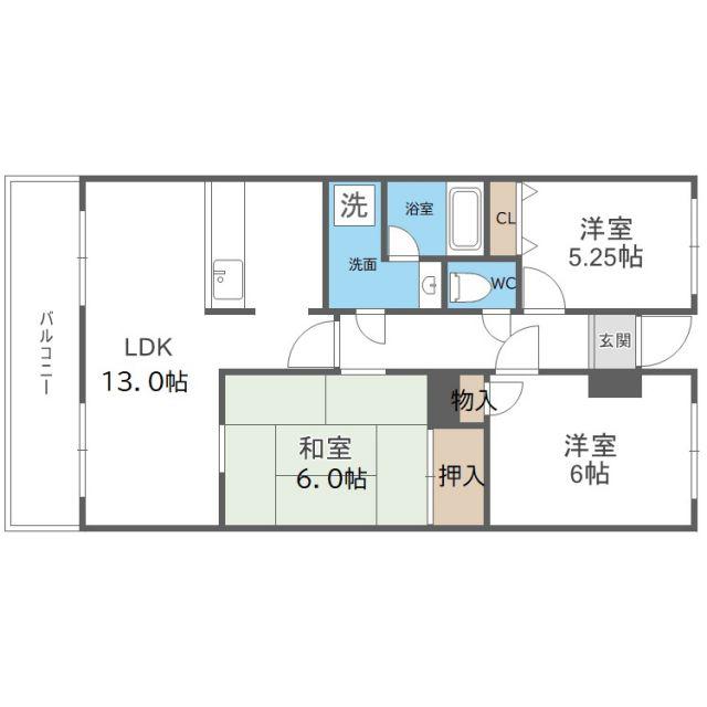 プレステージ深井水池(3LDK/3階)の間取り写真
