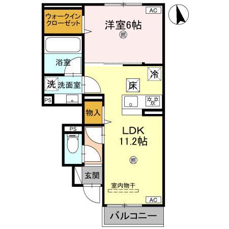 アンクレール(1LDK/1階)の間取り写真