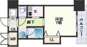 ブリリアン夕陽丘(1K/4階)の間取り写真