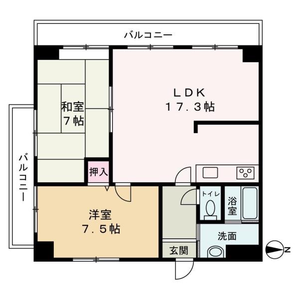 ハッピーライフ・フジ(3LDK/2階)の間取り写真