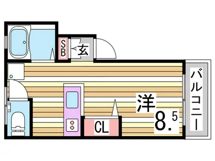 HOOP大町(1K/2階)の間取り写真