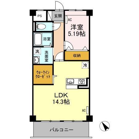 PACE 万代(1LDK/3階)の間取り写真