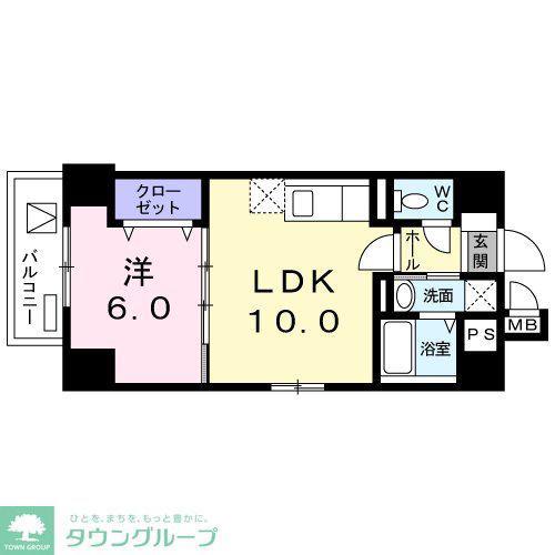 デュランタ錦糸町(1LDK/10階)の間取り写真