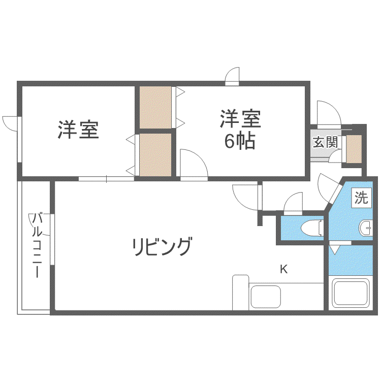 サウスヴィラB(2LDK/2階)の間取り写真