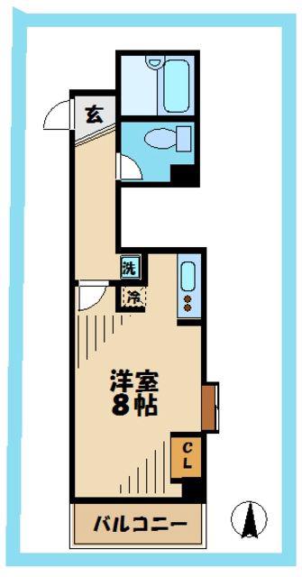 アールブラン生田(1K/2階)の間取り写真