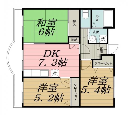 ルミエール若葉(3DK/1階)の間取り写真