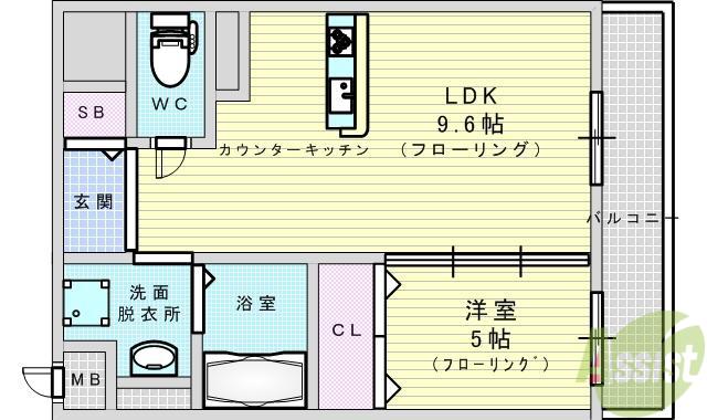 第1関根マンション(1LDK/10階)の間取り写真