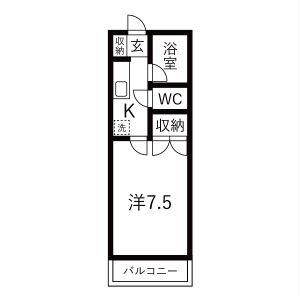 奥田アパートメント1(1K/2階)の間取り写真